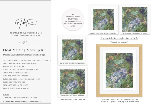 Float Matting Mockup Kit (Deckle + Straight Edge)